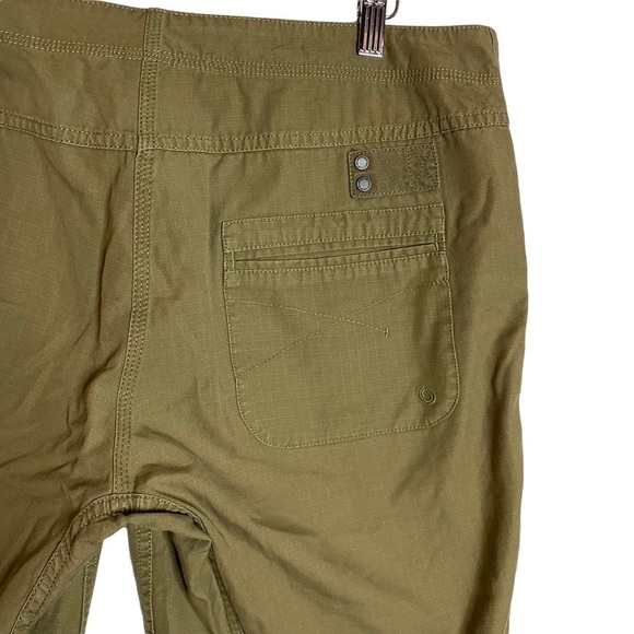 MEC Olive Cropped Organic Cotton Pants Ripstop Woven Pockets Drawstring Large L - Picture 10 of 16